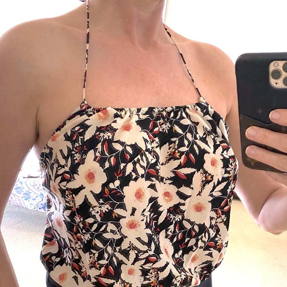 Free People floral halter bodysuit XS